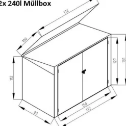 Westmann Metall Mülltonnenbox anthrazit, 172x100x131 cm Hot