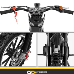 Actionbikes Motors Mini-Crossbike Delta, Benzin-Motorrad, Pocketbike, Dirtbike, 49 ccm, bis zu 40 km/h, Scheibenbremsen Schwarz Sale