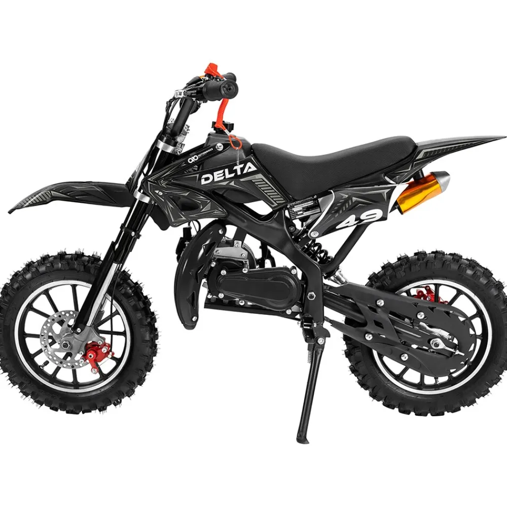 Actionbikes Motors Mini-Crossbike Delta, Benzin-Motorrad, Pocketbike, Dirtbike, 49 ccm, bis zu 40 km/h, Scheibenbremsen Schwarz Sale