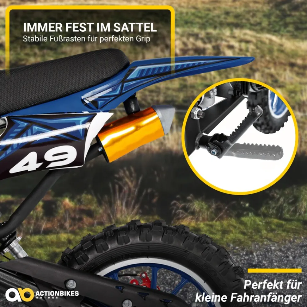 Actionbikes Motors Mini-Crossbike Delta, Benzin-Motorrad, Pocketbike, Dirtbike, 49 ccm, bis zu 40 km/h, Scheibenbremsen Schwarz Sale