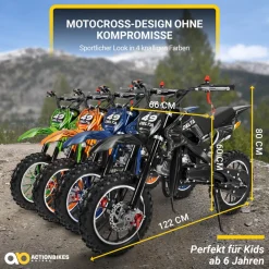 Actionbikes Motors Mini-Crossbike Delta, Benzin-Motorrad, Pocketbike, Dirtbike, 49 ccm, bis zu 40 km/h, Scheibenbremsen Schwarz Sale