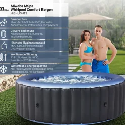 Miweba Whirlpool Comfort Bergen C-BE041, Garten und Outdoor-Whirlpool aufblasbar, 4 Personen (C-BE042, Anthrazit/Blau) ^ MSpa Sale