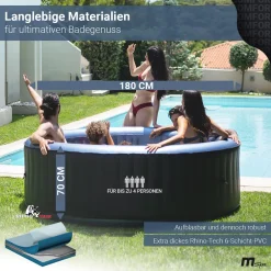 Miweba Whirlpool Comfort Bergen C-BE041, Garten und Outdoor-Whirlpool aufblasbar, 4 Personen (C-BE042, Anthrazit/Blau) ^ MSpa Sale
