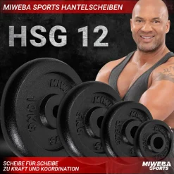 Hantelscheiben HSG12, 4x 1,25 kg Hantel-Gewichte, passend für Ø 30mm, Set, Gusseisen ^ Miweba Sports Best