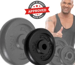 Hantelscheiben HSG75, 4 x 5 kg Hantel-Gewichte, passend für Ø 30 mm, Set, Gusseisen ^ Miweba Sports Sale