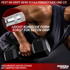 Hexagon Kurzhanteln HGH100, Kurzhantel-Set, 2,5-15 kg, Gusseisen-Kern (Hantelpaar, 15 kg) ^ Miweba Sports Discount