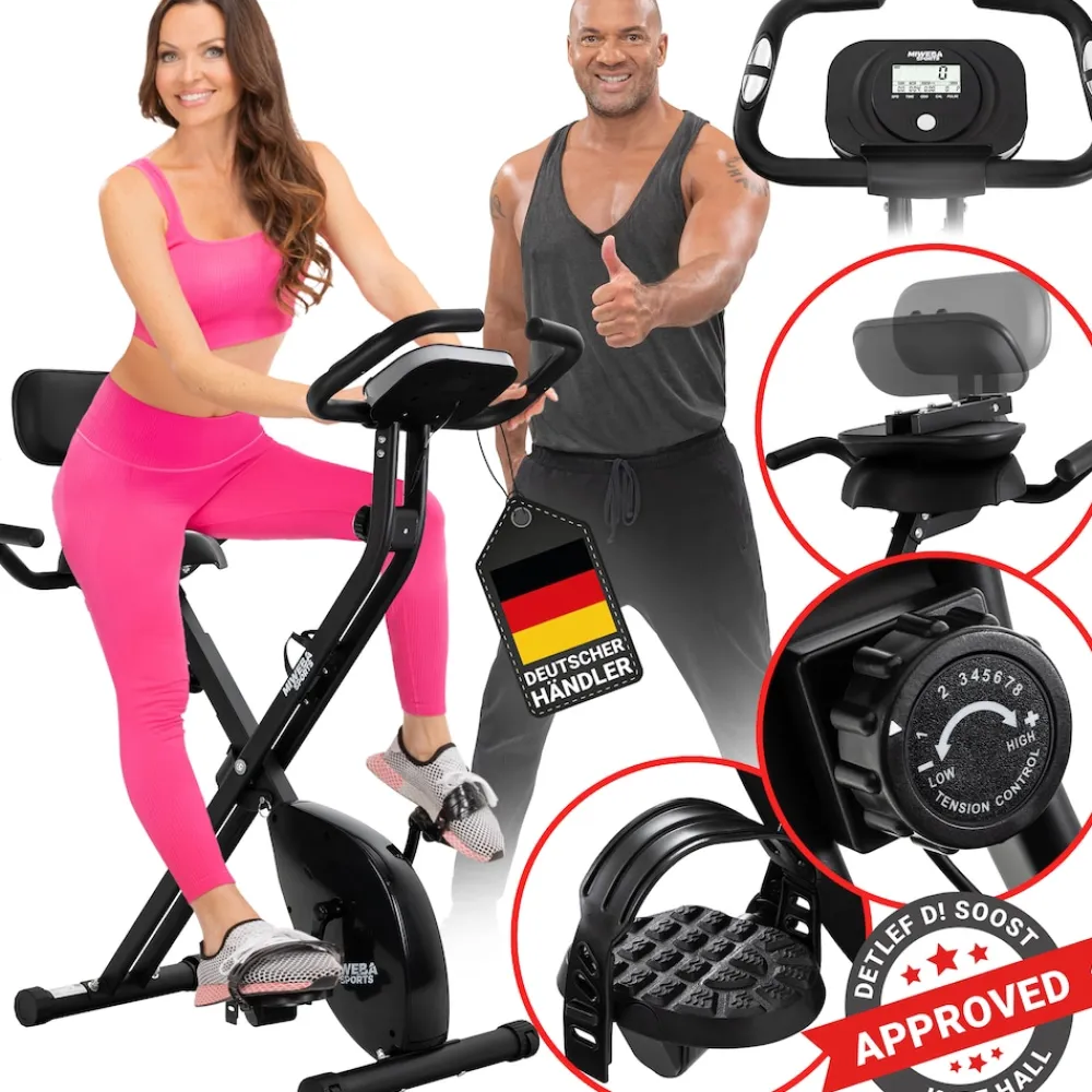 Miweba Sports Indoor-Cycle MX100 PRO mit Rückenlehne und ErgoGrip Griffen, klappbar (Pro, Schwarz/Grau) Online