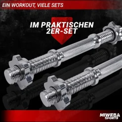 Kurzhantelstange KH100, Sternverschluss, 35cm, Ø30mm, bis 40 kg, Stahl, 2er-Set (2 Stück) ^ Miweba Sports Sale