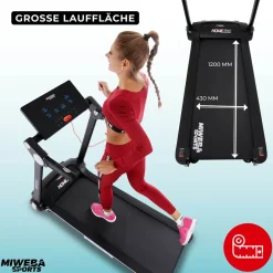 Laufband Home Track HT3000, mit Steigung, 1300 Watt, 1-16 km/h, 12 Programme, klappbar (2.0, Schwarz/Weiß) ^ Miweba Sports New