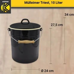Mülleimer Serie TRIEST emailliert, 10 Liter ^ Karl Krüger Outlet