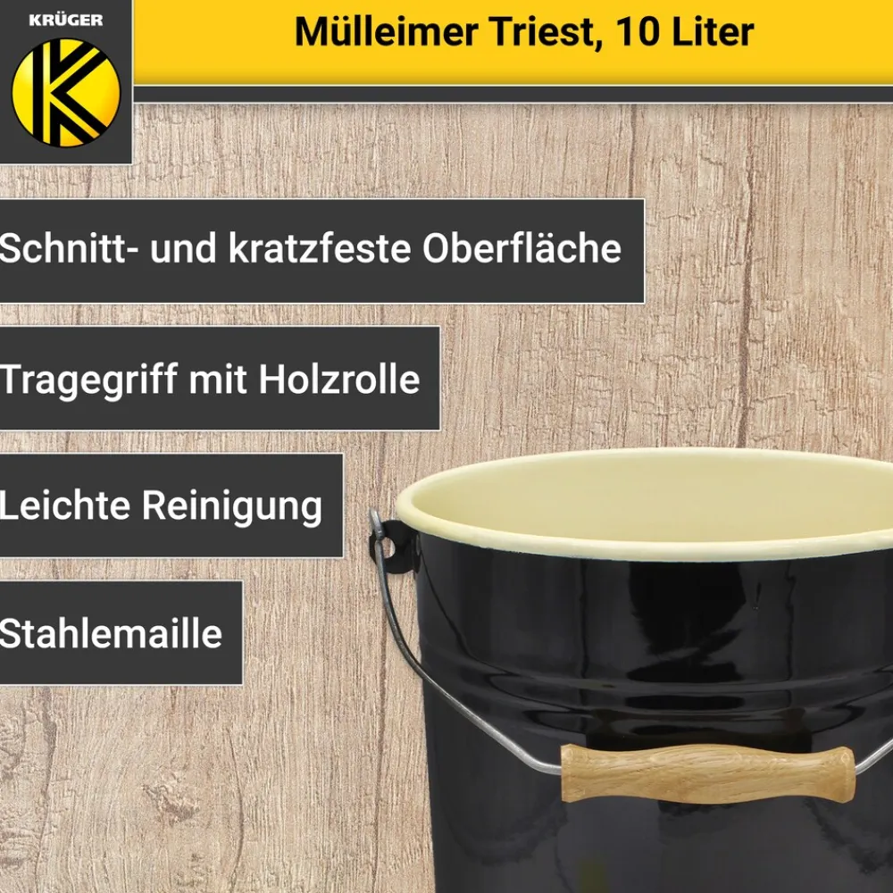 Mülleimer Serie TRIEST emailliert, 10 Liter ^ Karl Krüger Outlet