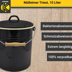 Mülleimer Serie TRIEST emailliert, 10 Liter ^ Karl Krüger Outlet