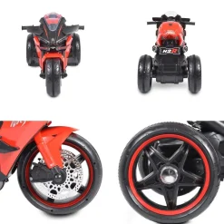 Kinder Elektromotorrad Ninja, drei Kunststoffräder, LED-Beleuchtung, Mp3 rot ^ Moni Sale