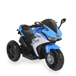 Moni Kinder Elektromotorrad Hurricane drei Räder, Musikfunktion, Rückwärtsgang blau rot Best