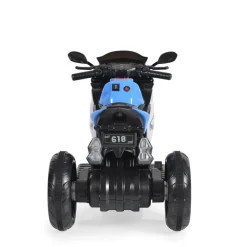 Moni Kinder Elektromotorrad Hurricane drei Räder, Musikfunktion, Rückwärtsgang blau rot Best