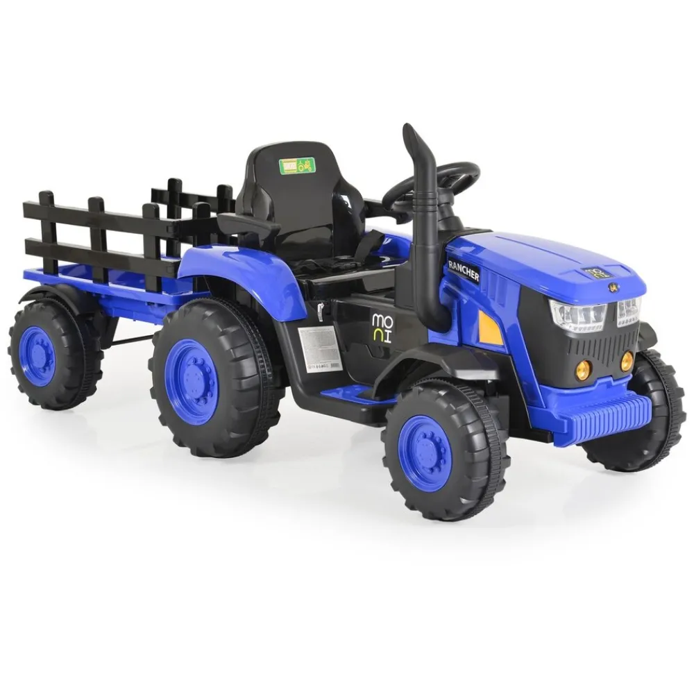 Kinder Elektrotraktor Rancher mit Anhänger, Hupe, Licht, MP3, Fernbedienung ^ Moni Best