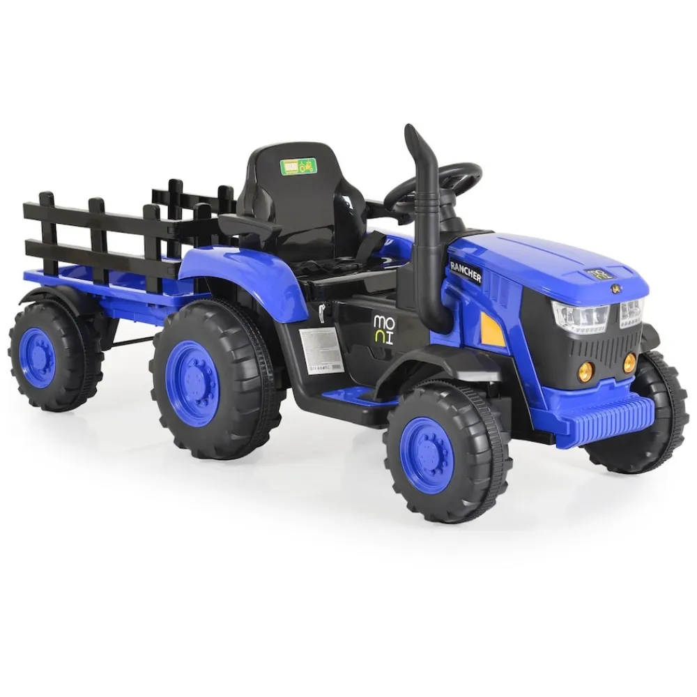 Kinder Elektrotraktor Rancher mit Anhänger, Hupe, Licht, MP3, Fernbedienung ^ Moni Best