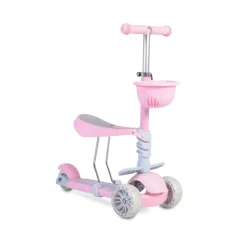 Kinderroller Bubblegum 2 in 1, Höhe einstellbar, Sitz abnehmbar, 3 Räder rosa ^ Moni Best