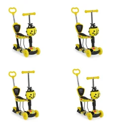 Kinderroller Lollipop 3 in 1 Schiebestange, Sitz, PU-Vorderräder mit LED gelb ^ Moni Sale