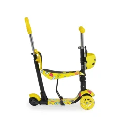Kinderroller Lollipop 3 in 1 Schiebestange, Sitz, PU-Vorderräder mit LED gelb ^ Moni Sale