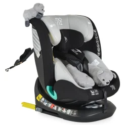 Moni Kindersitz Serengeti i-Size (40-150cm) Isofix, Kuscheltier, Nackenkissen grau grün Sale