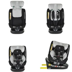 Moni Kindersitz Serengeti i-Size (40-150cm) Isofix, Kuscheltier, Nackenkissen grau grün Sale