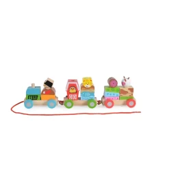 Spielzeug Zug 2036, Bauernzug aus Holz, Formsortierspiel, 1 Lok, 2 Waggons ^ Moni Sale