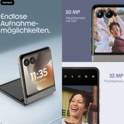 razr 70 8GB + 256GB PANTONE® Hematite Smartphone (6,9 Zoll, 50 MP, 4.800-mAh, Octa-Core, Fingerabdrucksensor, Gesichtserkennung, grün) ^ Motorola Clearance