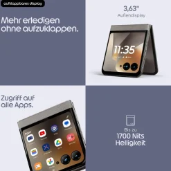 razr 70 8GB + 256GB PANTONE® Hematite Smartphone (6,9 Zoll, 50 MP, 4.800-mAh, Octa-Core, Fingerabdrucksensor, Gesichtserkennung, grün) ^ Motorola Clearance