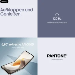 razr 70 8GB + 256GB PANTONE® Hematite Smartphone (6,9 Zoll, 50 MP, 4.800-mAh, Octa-Core, Fingerabdrucksensor, Gesichtserkennung, grün) ^ Motorola Clearance