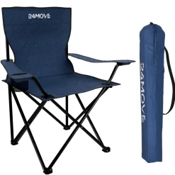 24MOVE ® Campingstuhl Faltstuhl, blau, mit Getränkehalter und Tragetasche Outdoor, faltbar max. 100kg, Angerstuhl, Klappstuhl Sale