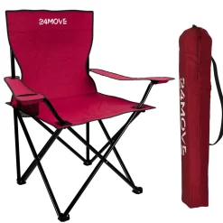 24MOVE ® Campingstuhl Faltstuhl, schwarz, mit Getränkehalter und Tragetasche Outdoor, faltbar max. 100kg, Angerstuhl, Klappstuhl New