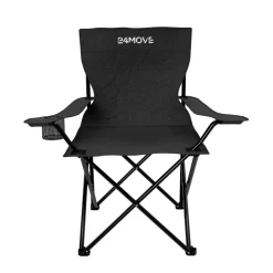 24MOVE ® Campingstuhl Faltstuhl, 2er Set, schwarz, mit Getränkehalter und Tragetasche Outdoor, faltbar max. 100kg, Anglerstuhl, Klappstuhl Outlet