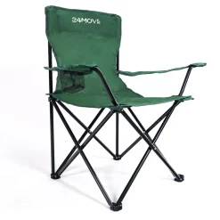 24MOVE ® Campingstuhl Faltstuhl, grün, mit Getränkehalter und Tragetasche Outdoor, faltbar max. 100kg, Anglerstuhl, Polyester Clearance