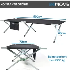 ® Feldbett Campingbett bis 200 kg In-und Outdoor Camping faltbar, inkl. Tragetasche für einfachen Transport ^ 24MOVE New