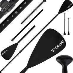 ® Paddel Einzelpaddel Stechpaddel für SUP Stand Up Board, Kajak, Leicht aus Aluminium 210cm, verstellbar schwarz ^ 24MOVE Online