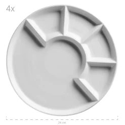 Mäser Fondueteller 24 cm, Porzellan Weiß