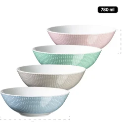 Mäser Geschirr-Set, Porzellan Kitchen Time II Rosa, Blau, Grün, Beige