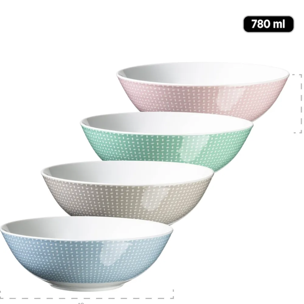 Mäser Geschirr-Set, Porzellan Kitchen Time II Rosa, Blau, Grün, Beige