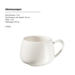 Mäser Kaffeetassen Set, Porzellan Taya Weiß Hot