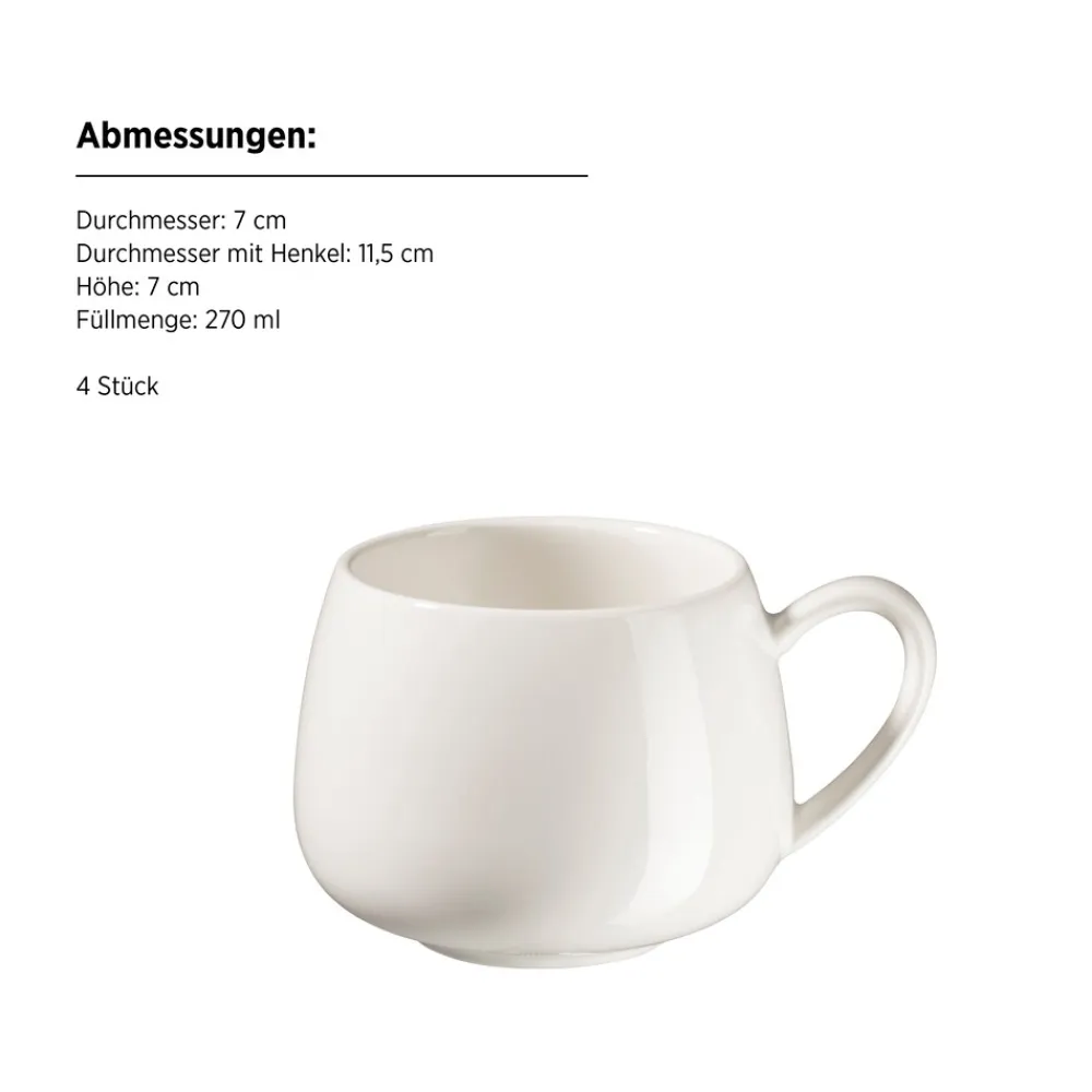 Mäser Kaffeetassen Set, Porzellan Taya Weiß Hot