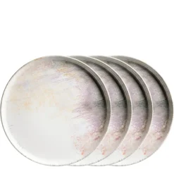 Speiseteller-Set, Steinzeug Aquarellia Weiß, Lila ^ Mäser Best