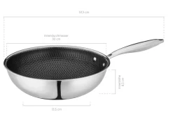 Wok, Edelstahl Hestia Schwarz / Silber ^ Mäser Discount