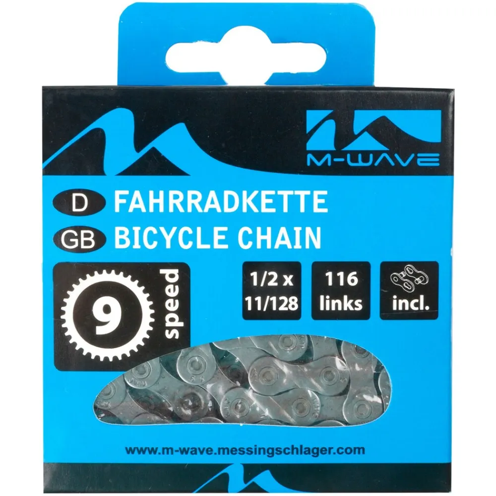 Ninespeed Fahrradkette 9-fach Fahrrad Kette 116 Glieder Schaltungskette mit Verschlussglied 1/2" x 11/128" ^ M-Wave Clearance