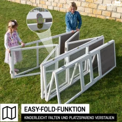MyAnimal Hasenstall MH-06 Freilaufgehege, Kaninchenstall XXL, mit Unterstand, Simple-Fold, Vollholz (Grau) ^ My Animal Sale