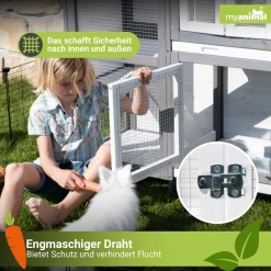 My Animal MyAnimal Hasenstall zweistöckig MH-02, Doppelstockkäfig, Kiefernholz, einfache Reinigung, wetterfest Grau/Weiß Online