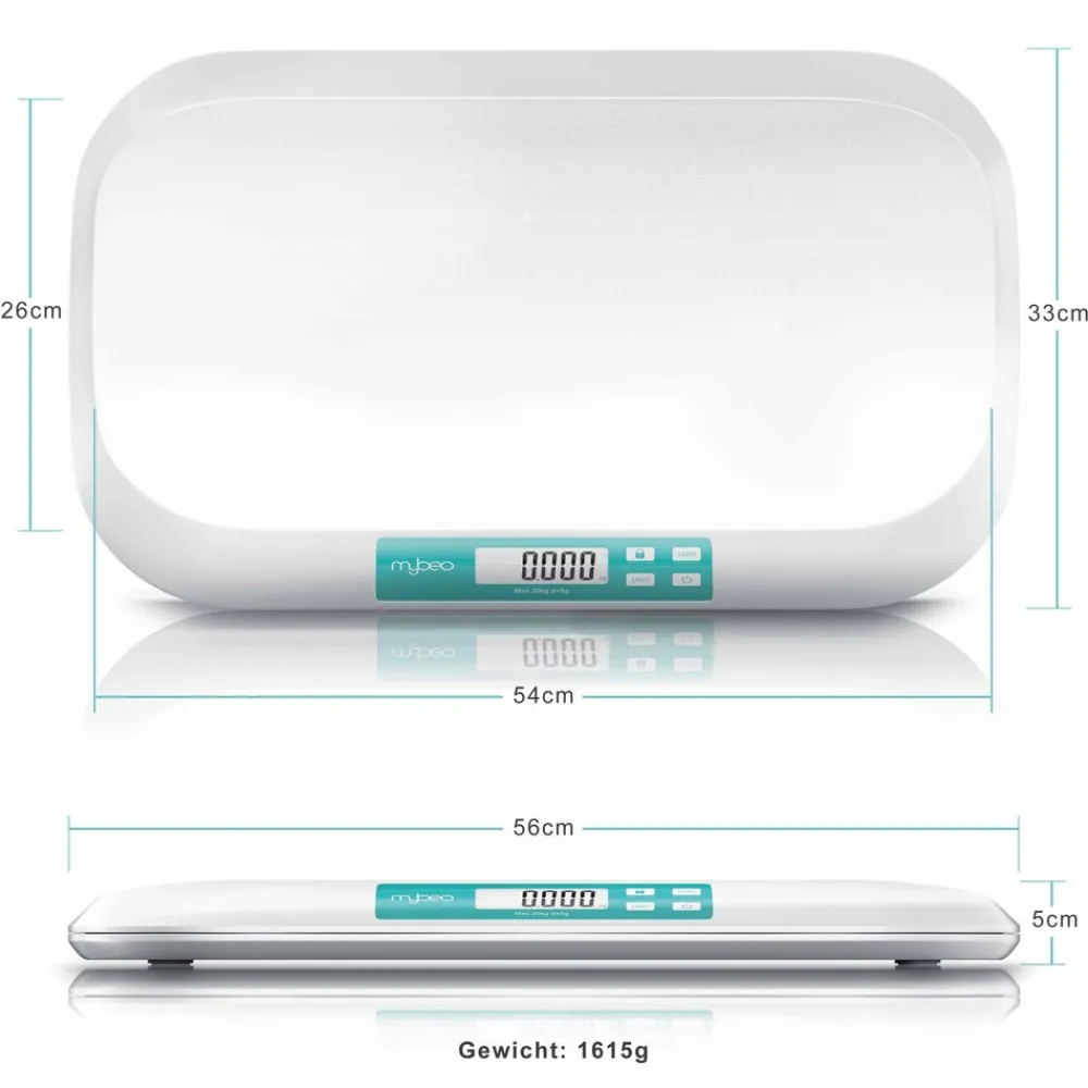 MyBeo Digitale Babywaage mit Display 50 g bis 20 kg / 3 Zoll Display / Einheit kg & lb Best