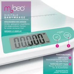 Digitale Babywaage mit Display - 20 g bis 20 kg / 2,9 Zoll ^ MyBeo Clearance