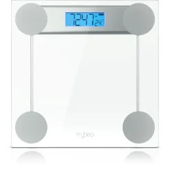 Personenwaage digitale Waage für Personen, große Trittfläche aus 6mm Sicherheitsglas, 1-tlg., Badezimmer Digitalwaage, schmales Design, max. Belastung über 150 kg ^ MyBeo Clearance