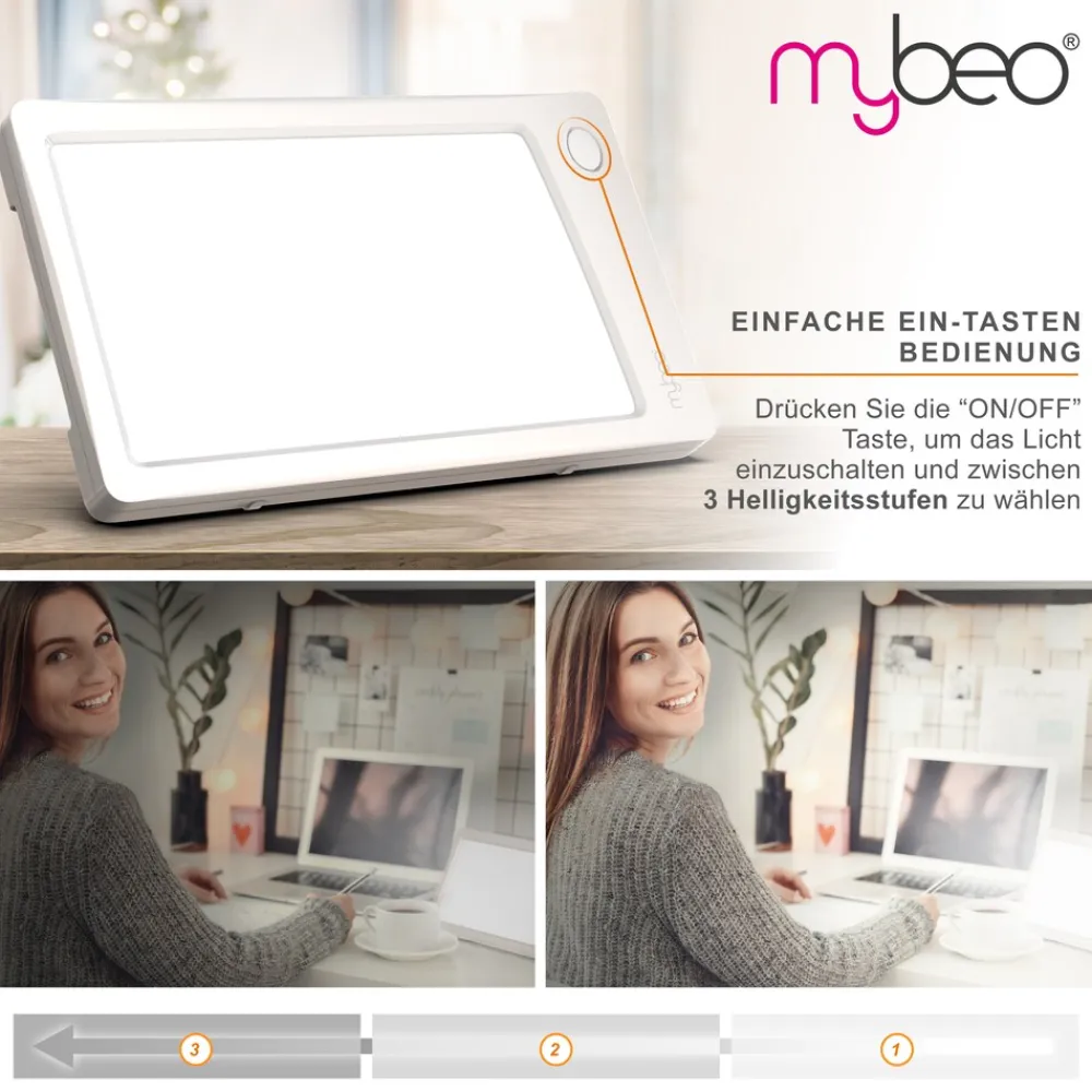 MyBeo Tageslichtlampe, Flackerfrei, Dimmbar, mit Timer, Ständer Discount